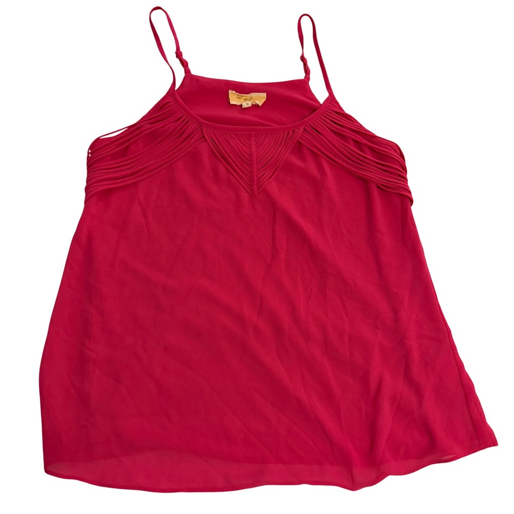 Lost April Hot‎ Pink Strappy Cage Neckline Camisole Tank Top Womens Medium